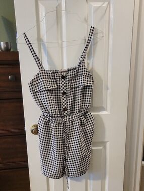 indulge Black and White Gingham Romper